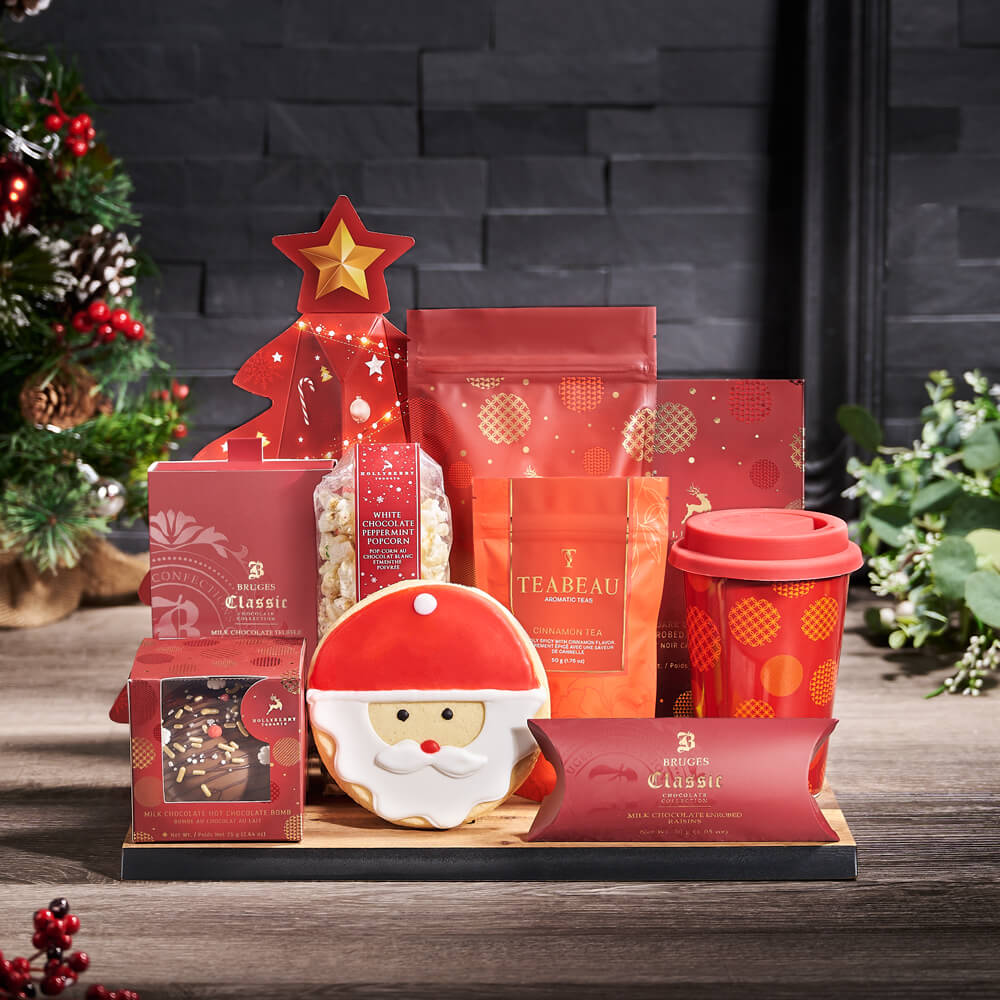 Warm Holiday Beverage &amp; Treat Board, christmas gift, christmas, holiday gift, holiday, gourmet gift, gourmet, cookie gift, cookie, tea gift, tea