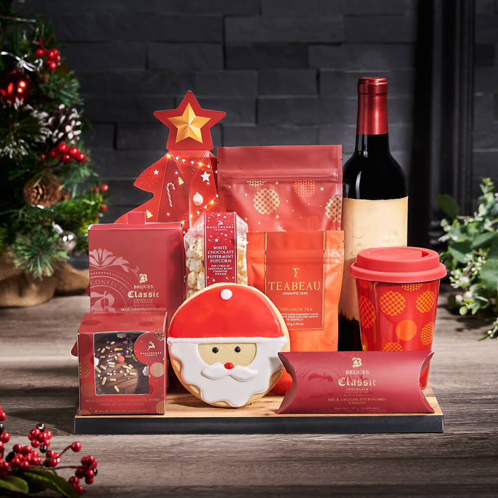 Warm Holiday Beverage &amp; Wine Board, christmas gift, christmas, holiday gift, holiday, wine gift, wine, gourmet gift, gourmet, cookie gift, cookie, tea gift, tea