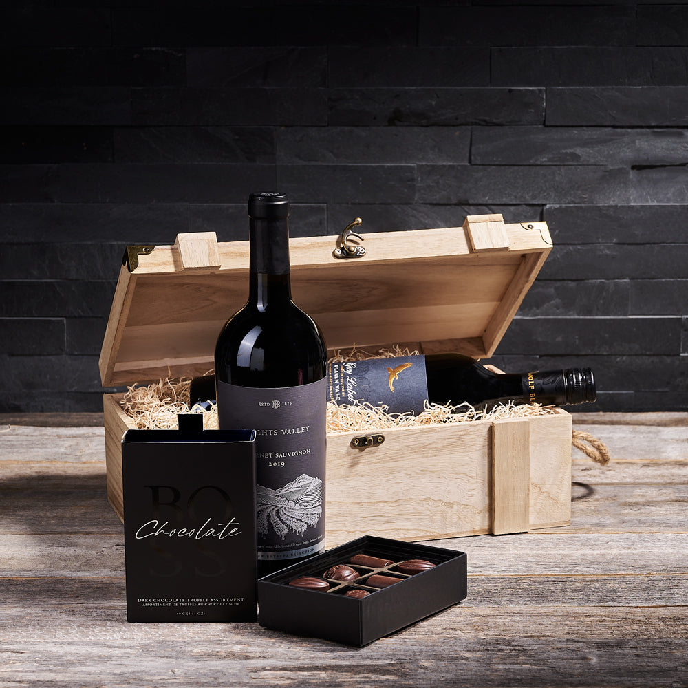 The Wine &amp; Chocolate BroCrate Duo, chocolate gift, wine gift